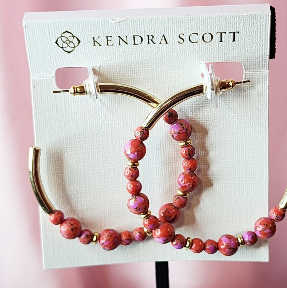 Kendra Scott Jovie Gold Beaded Hoop Earrings - Picture 4 of 6